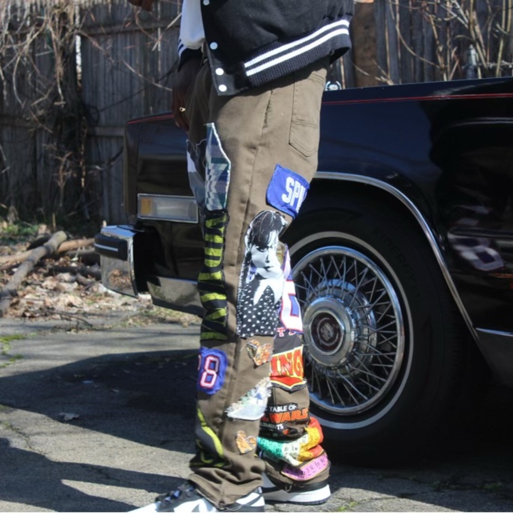 Custom Made Patch Work Pants 1 Of 1. Hand Stitched - image 3